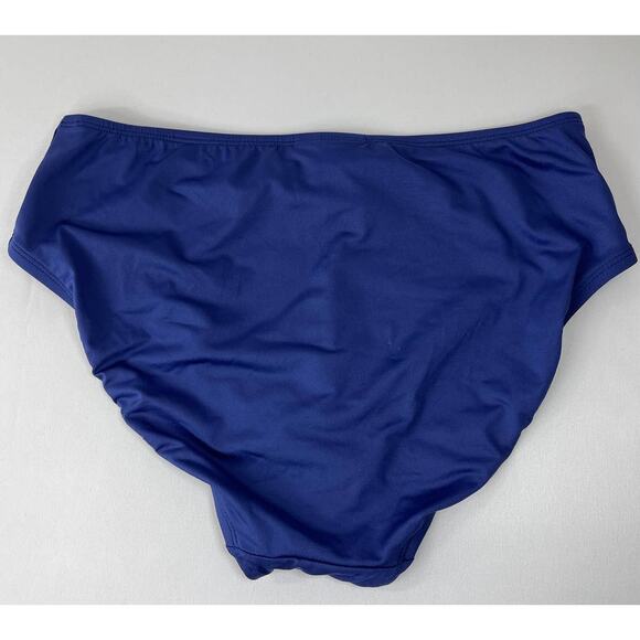 24th & Ocean Solid Smoothing Mid Waist Bikini Swimsuit Bottom Blue NEW Small - Picture 3 of 8
